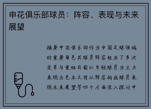 申花俱乐部球员：阵容、表现与未来展望